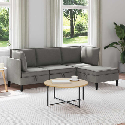 Set di mobili per il soggiorno 4 pcs Grigio scuro Tessuto | homemem39