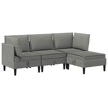 Set di mobili per il soggiorno 4 pcs Grigio scuro Tessuto | homemem39