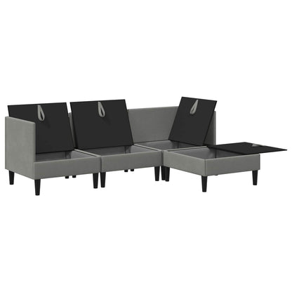 Set di mobili per il soggiorno 4 pz Grigio scuro Tessuto
