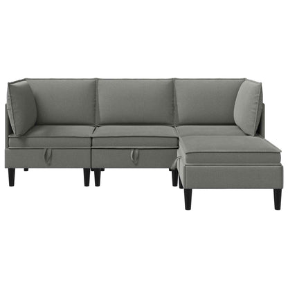 Set di mobili per il soggiorno 4 pcs Grigio scuro Tessuto | homemem39
