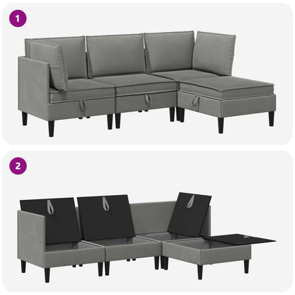 Set di mobili per il soggiorno 4 pcs Grigio scuro Tessuto | homemem39