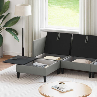 Set di mobili per il soggiorno 6 pcs Grigio scuro Tessuto | homemem39