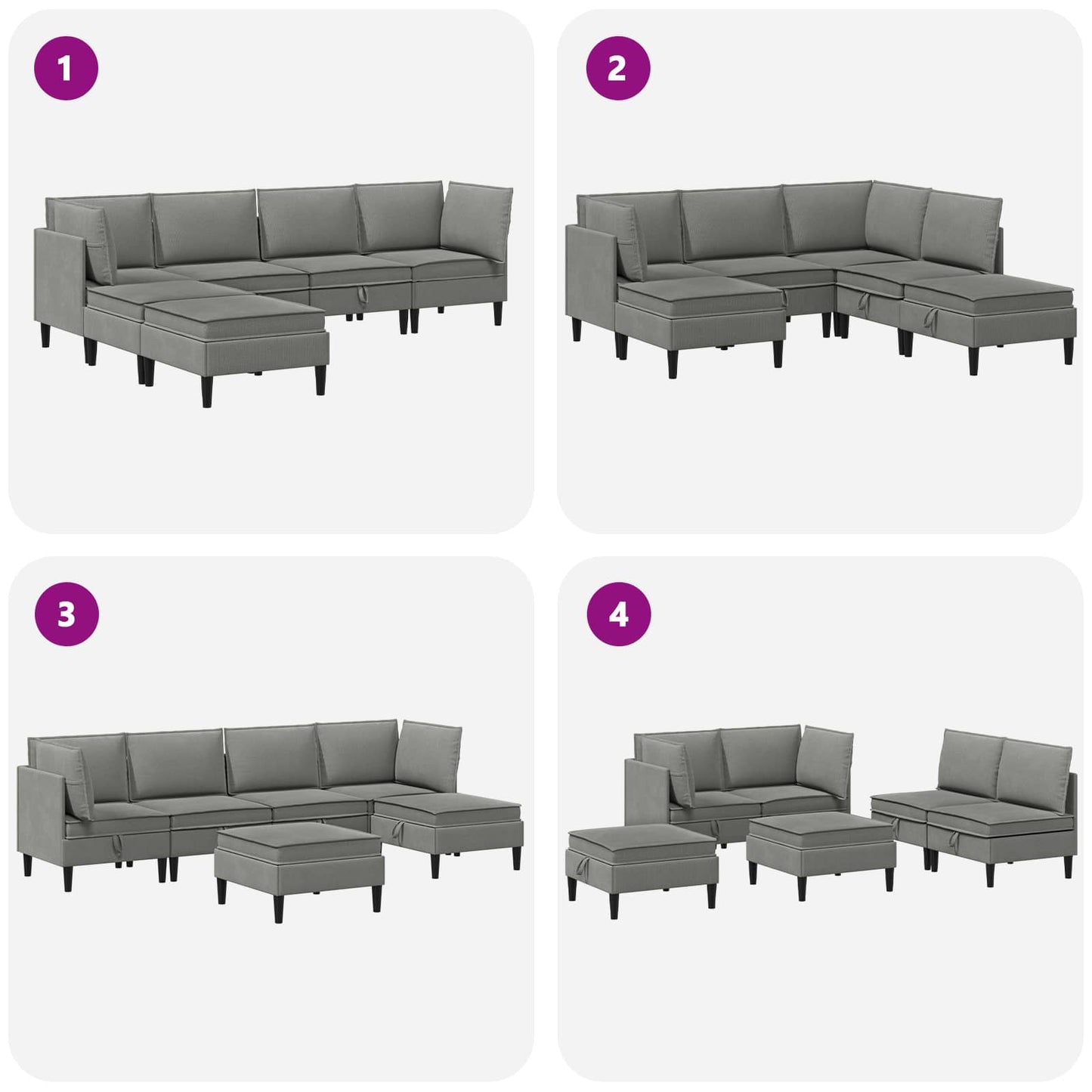 Set di mobili per il soggiorno 6 pcs Grigio scuro Tessuto | homemem39