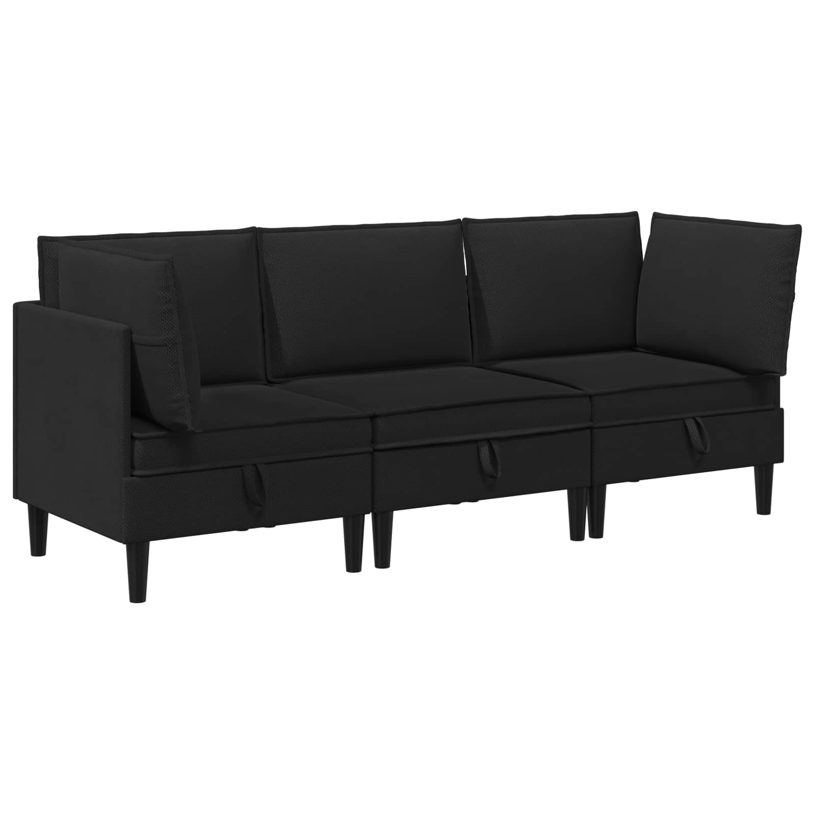 Set di mobili per il soggiorno 3 pcs Nero Tessuto | homemem39