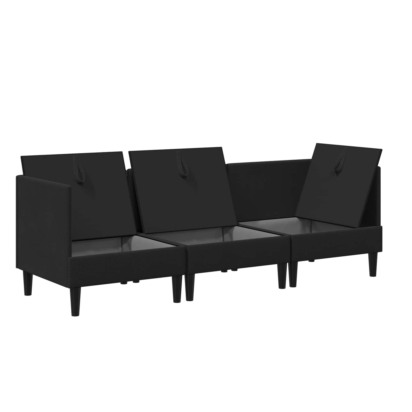 Set di mobili per il soggiorno 3 pz Nero Tessuto