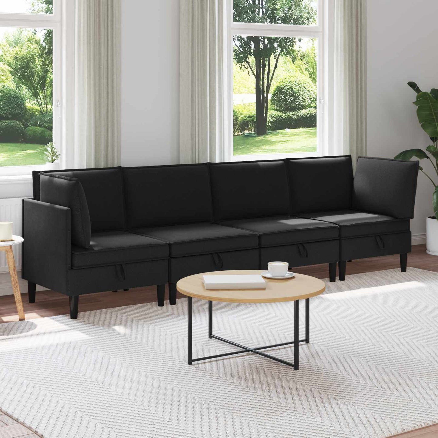 Set di mobili per il soggiorno 4 pcs Nero Tessuto | homemem39