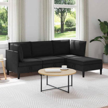 Set di mobili per il soggiorno 4 pcs Nero Tessuto | homemem39