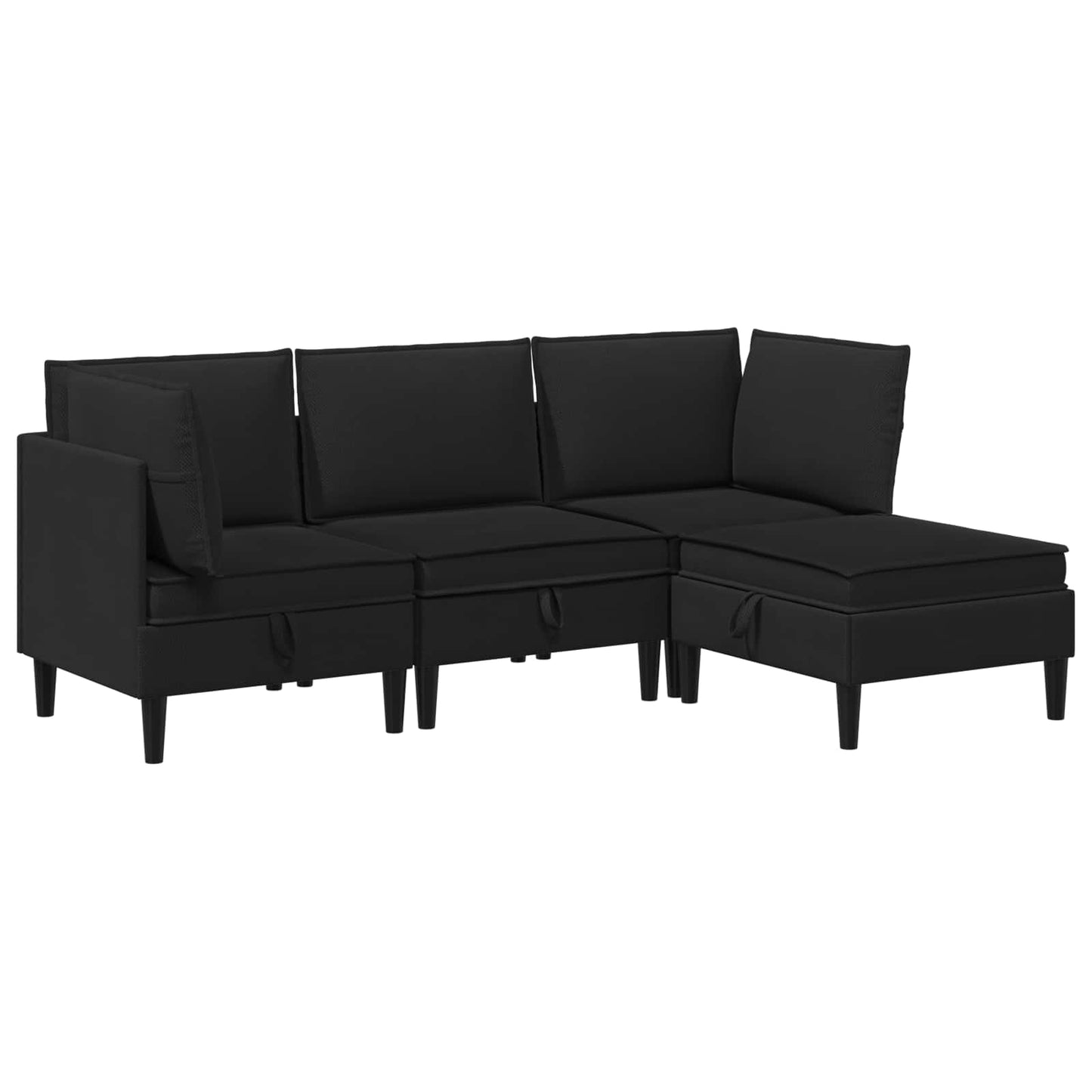 Set di mobili per il soggiorno 4 pcs Nero Tessuto | homemem39