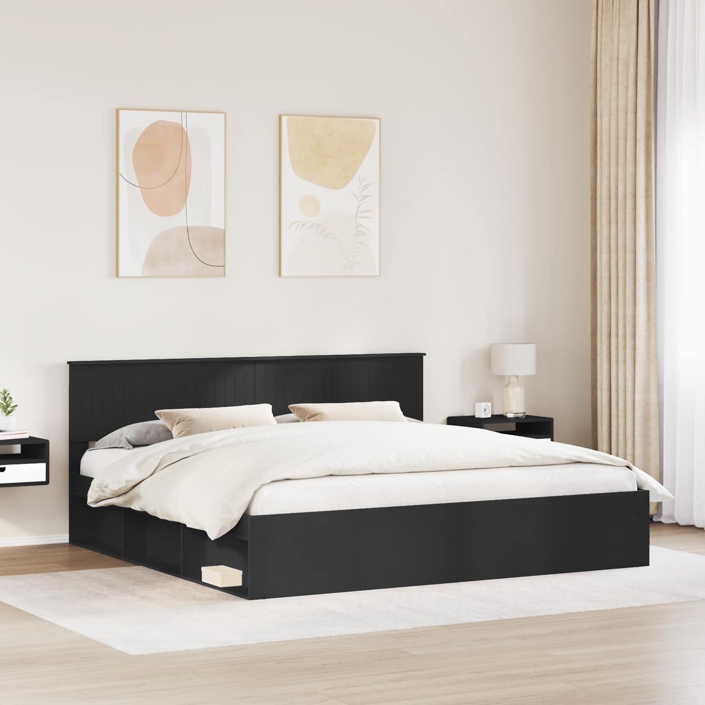 Struttura del letto Nero 200 x 200 cm Pino massello | homemem39