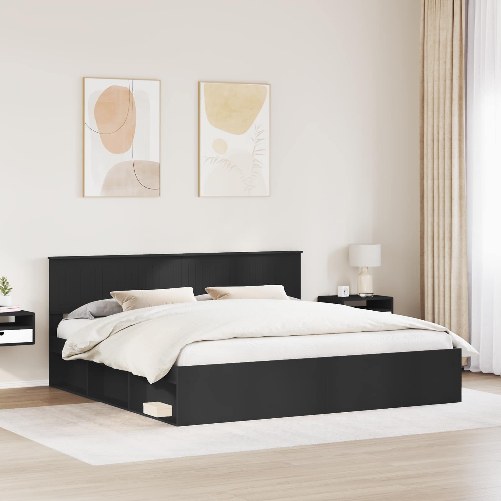 Struttura del letto Nero 200 x 200 cm Pino massello | homemem39