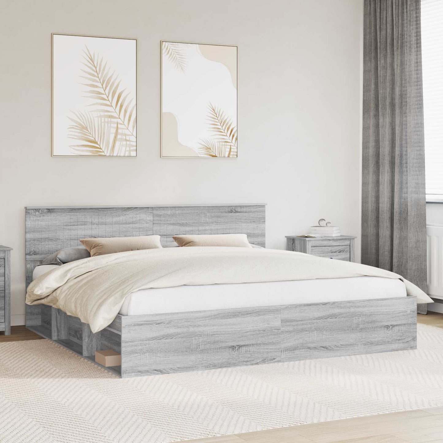 Struttura del letto Grigio Sonoma 200 x 200 cm Pino massello