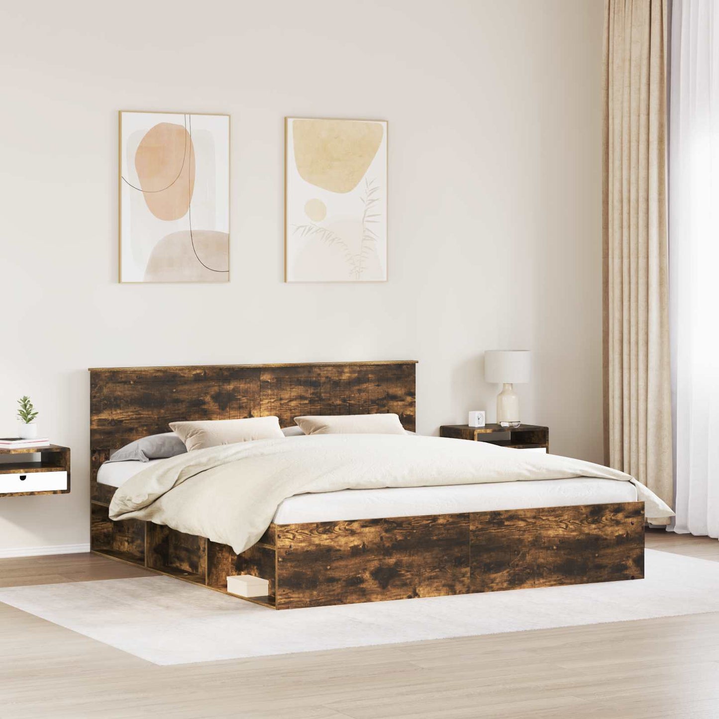 Struttura del letto Rovere fumé 180 x 200 cm Pino massello | homemem39