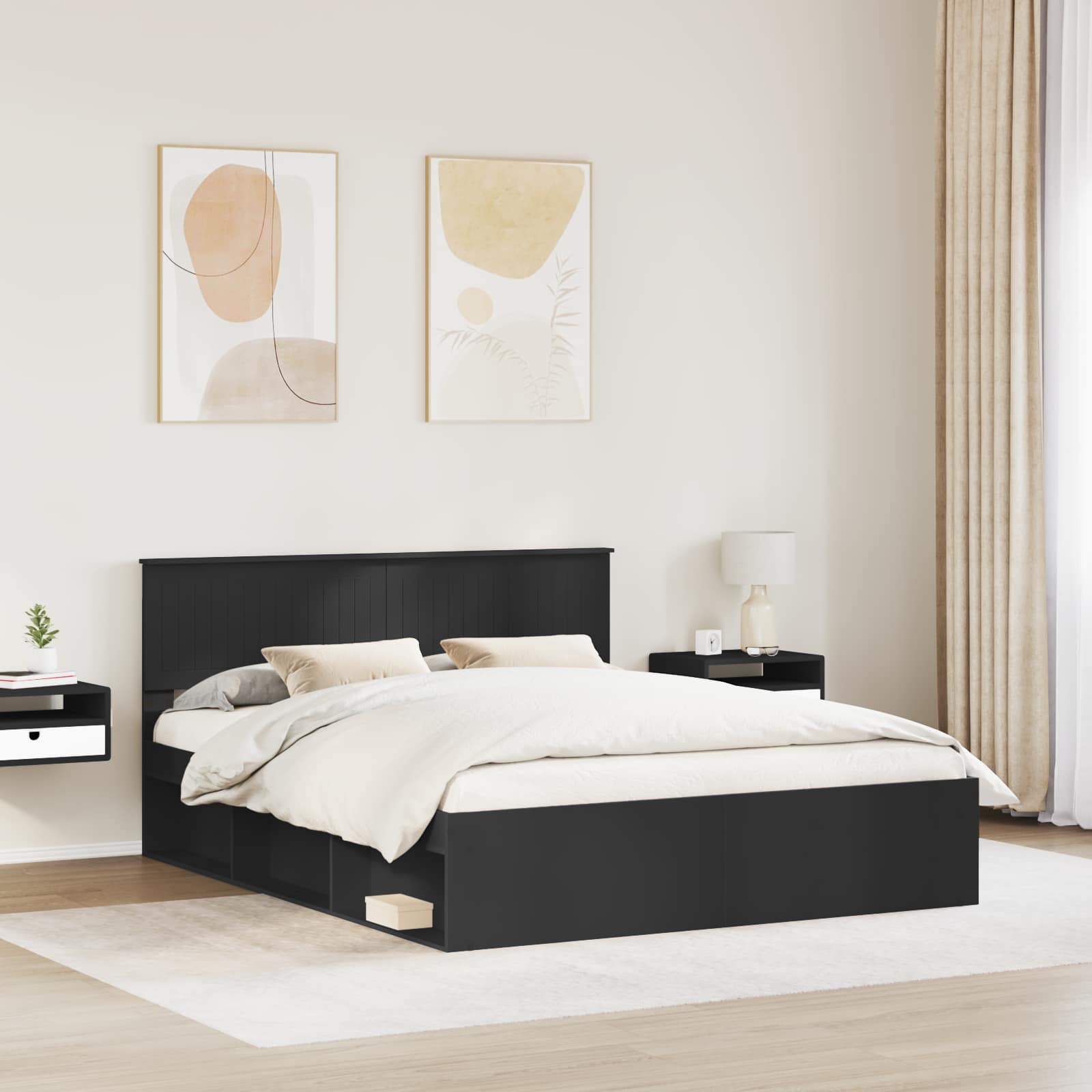 Struttura del letto Nero 160 x 200 cm Pino massello | homemem39