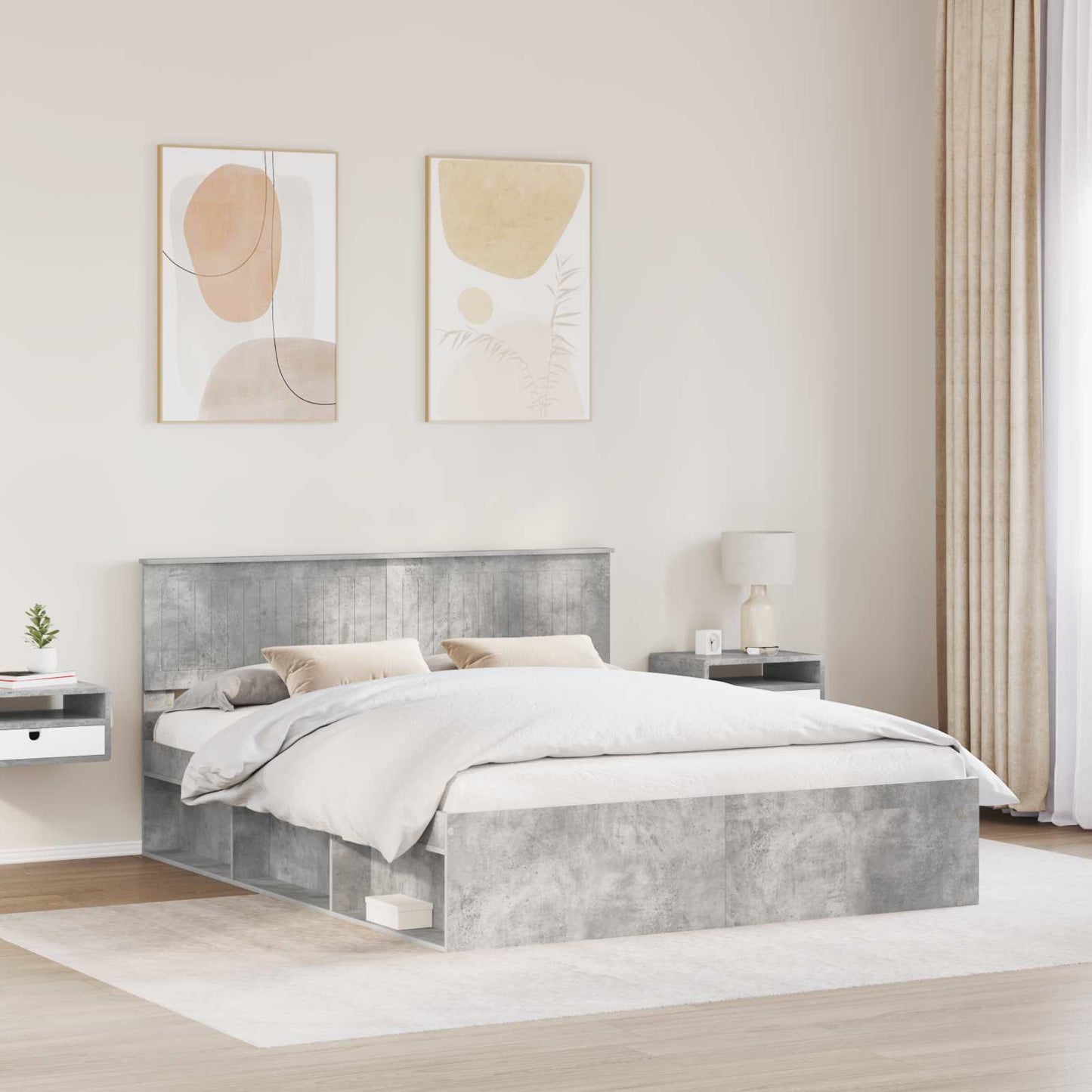 Struttura del letto Calcestruzzo 160 x 200 cm Pino massello | homemem39