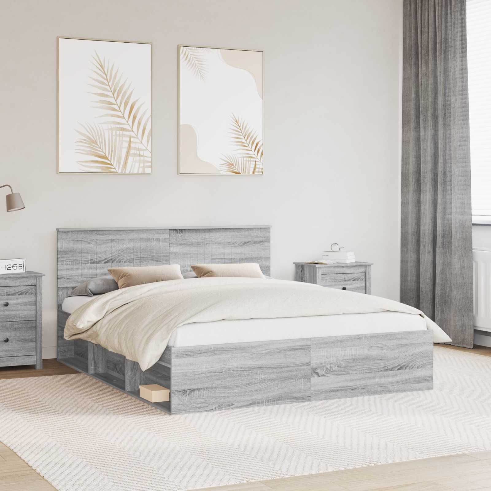 Struttura del letto Grigio Sonoma 160 x 200 cm Pino massello | homemem39