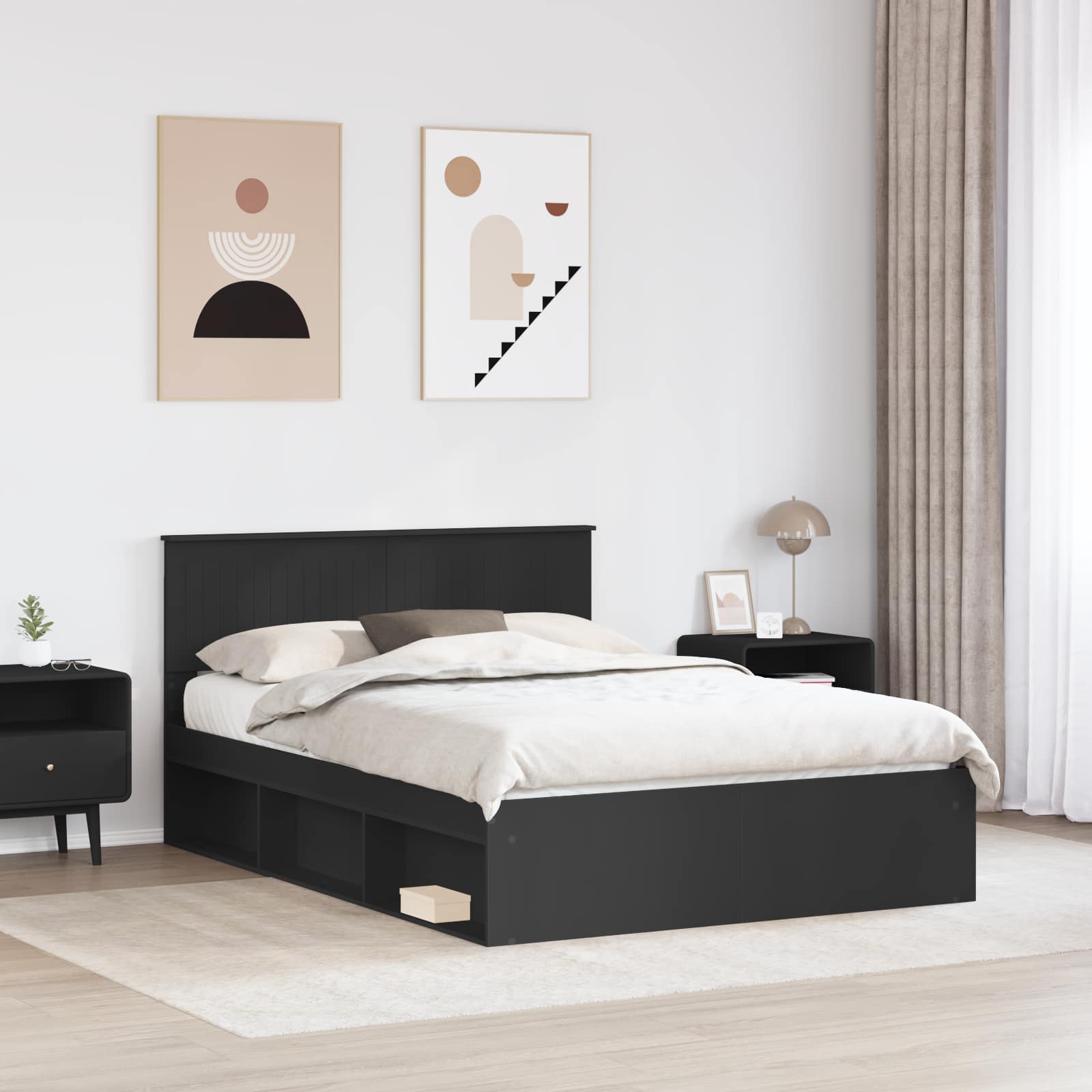 Struttura del letto Nero 140 x 200 cm Pino massello | homemem39