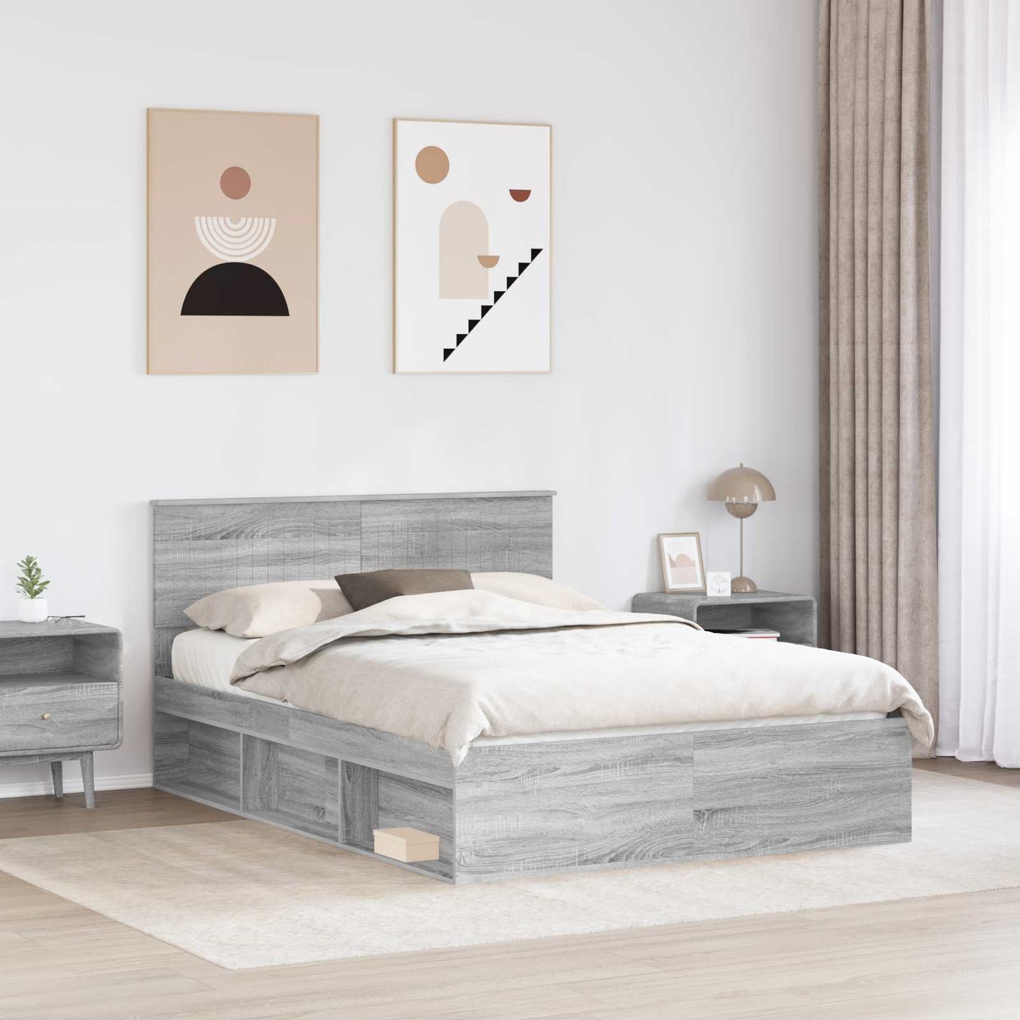 Struttura del letto Grigio Sonoma 140 x 190 cm Pino massello | homemem39
