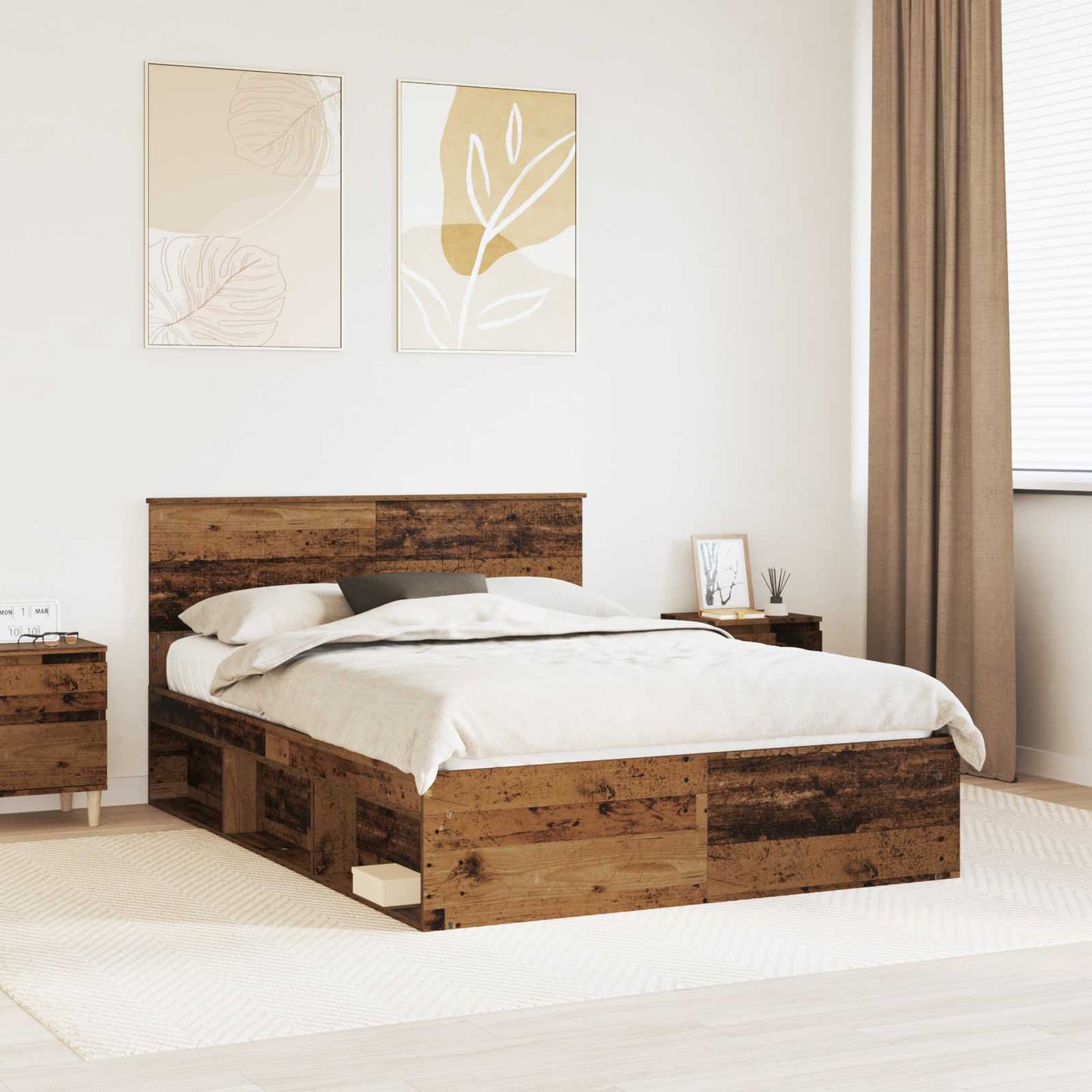 Struttura del letto Legno vecchio 140 x 190 cm Pino massello | homemem39