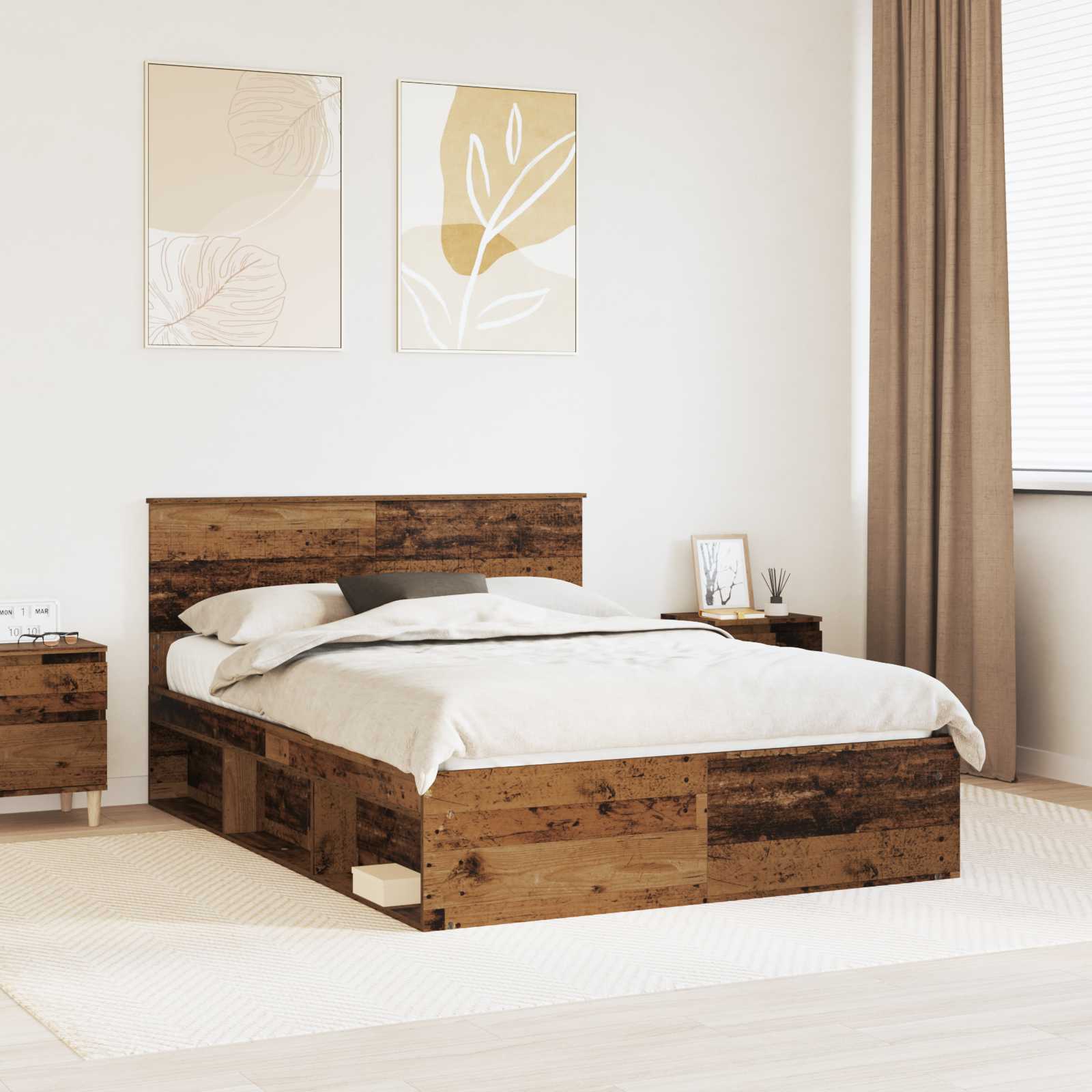 Struttura del letto Legno vecchio 140 x 190 cm Pino massello | homemem39