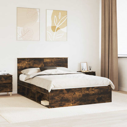 Struttura del letto Rovere fumé 135 x 190 cm Pino massello | homemem39