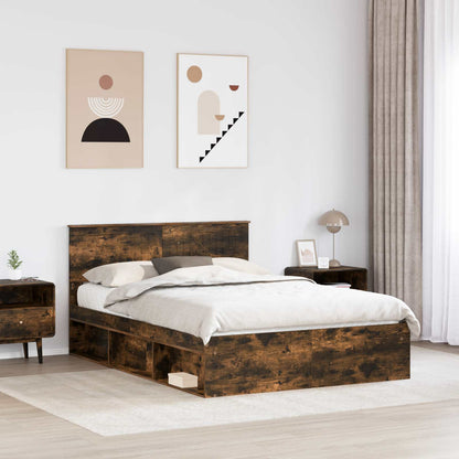 Struttura del letto Rovere fumé 135 x 190 cm Pino massello | homemem39