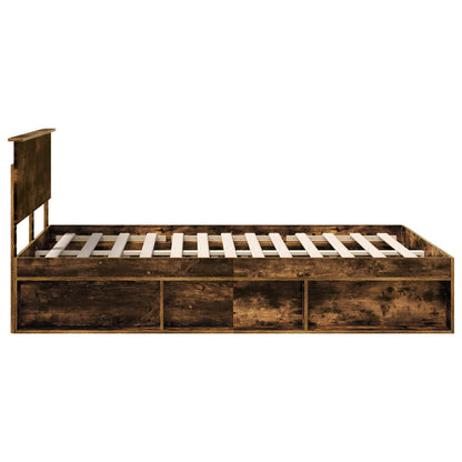 Struttura del letto Rovere fumé 135 x 190 cm Pino massello | homemem39