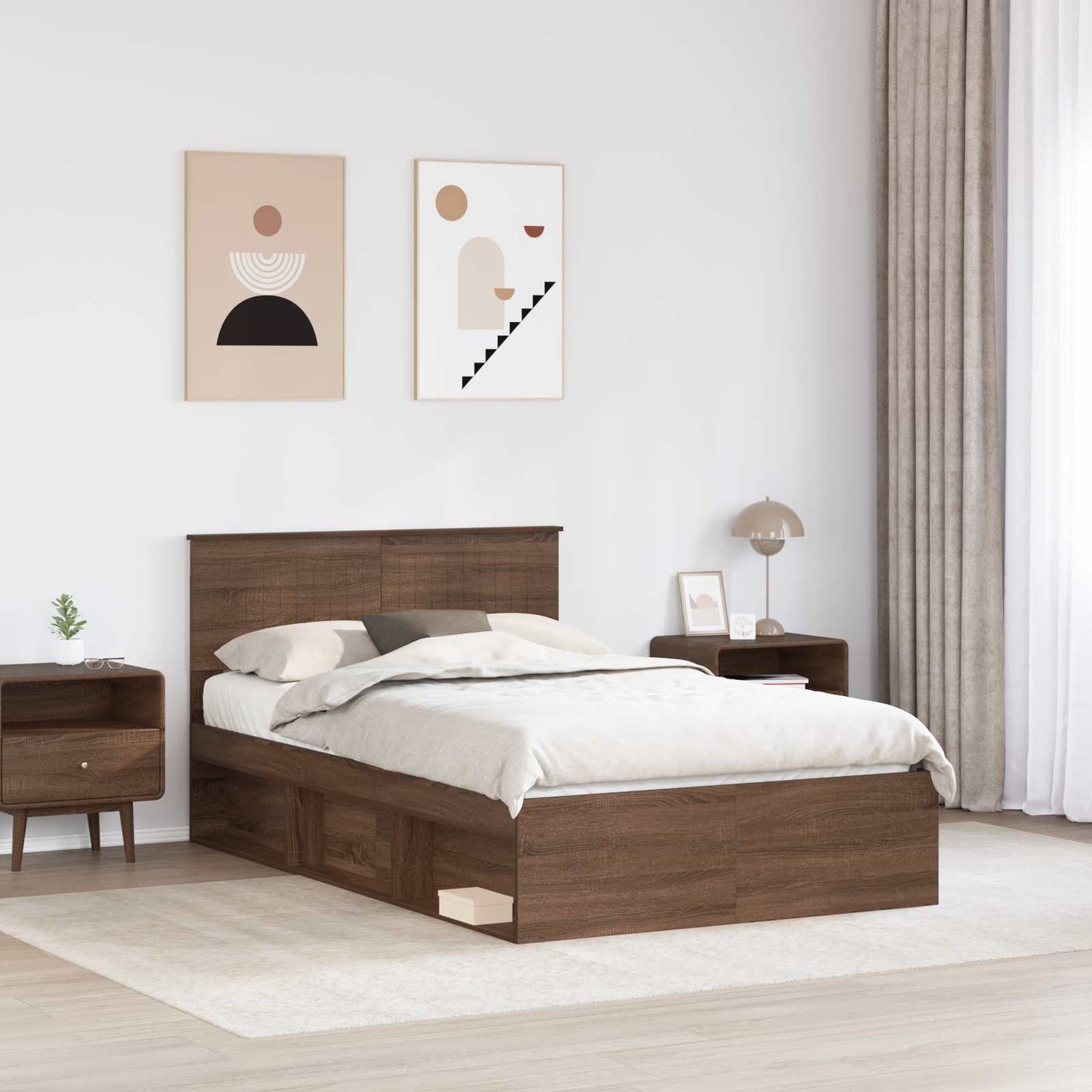 Struttura del letto Rovere Marrone 120 x 200 cm Pino massello | homemem39