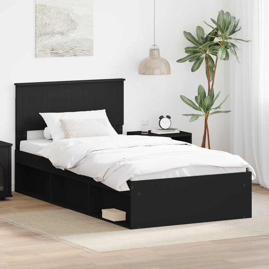 Struttura del letto Nero 100 x 200 cm Pino massello | homemem39