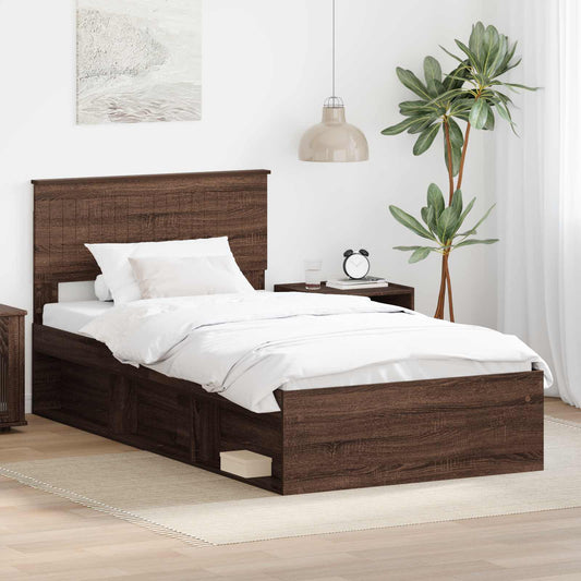 Struttura del letto Rovere Marrone 100 x 200 cm Pino massello | homemem39
