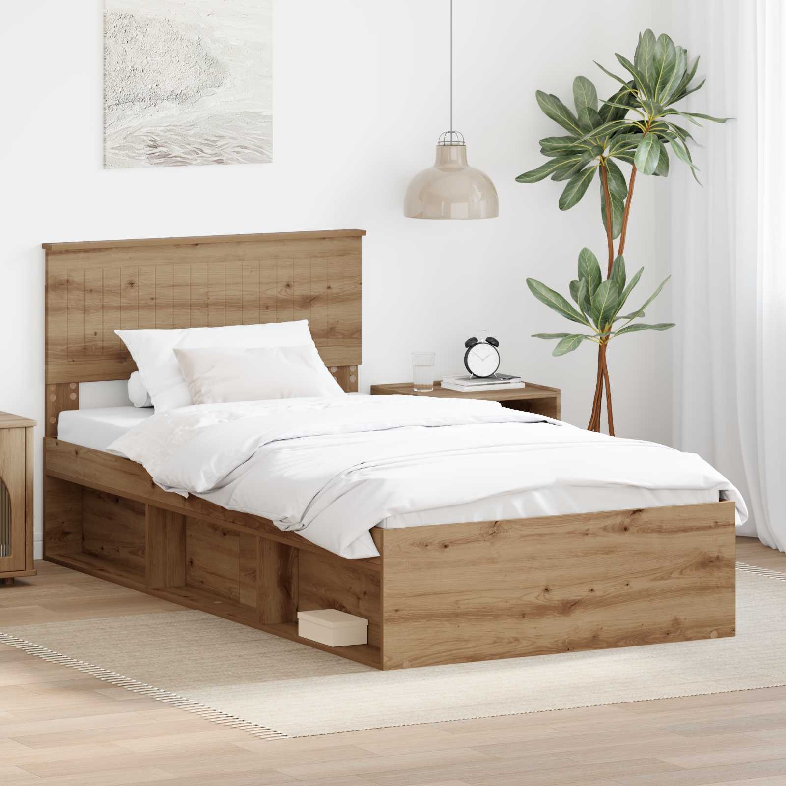 Struttura del letto Rovere Artigianale 100 x 200 cm | homemem39