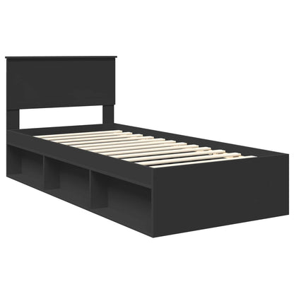 Struttura del letto con testiera Nero 90 x 200 cm Pino massello | homemem39