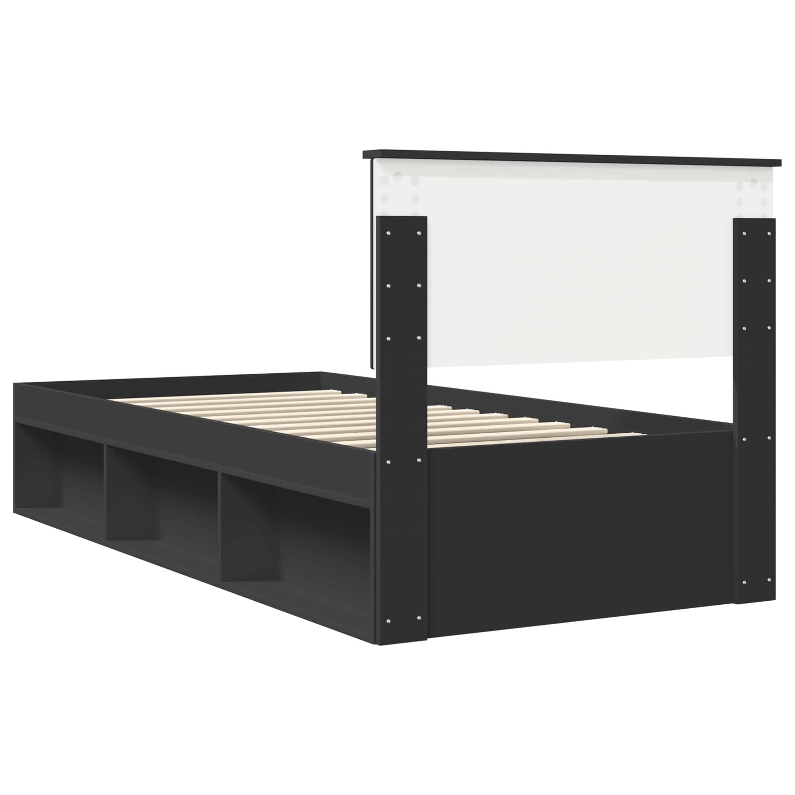 Struttura del letto con testiera Nero 90 x 200 cm Pino massello | homemem39