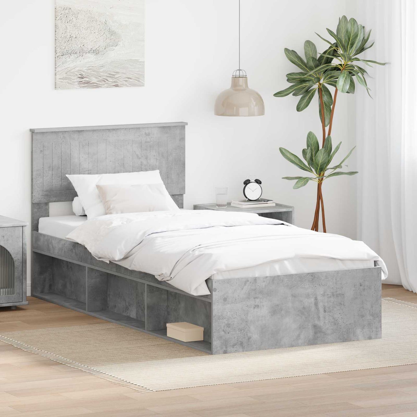 Struttura del letto Calcestruzzo 90 x 200 cm Pino massello | homemem39
