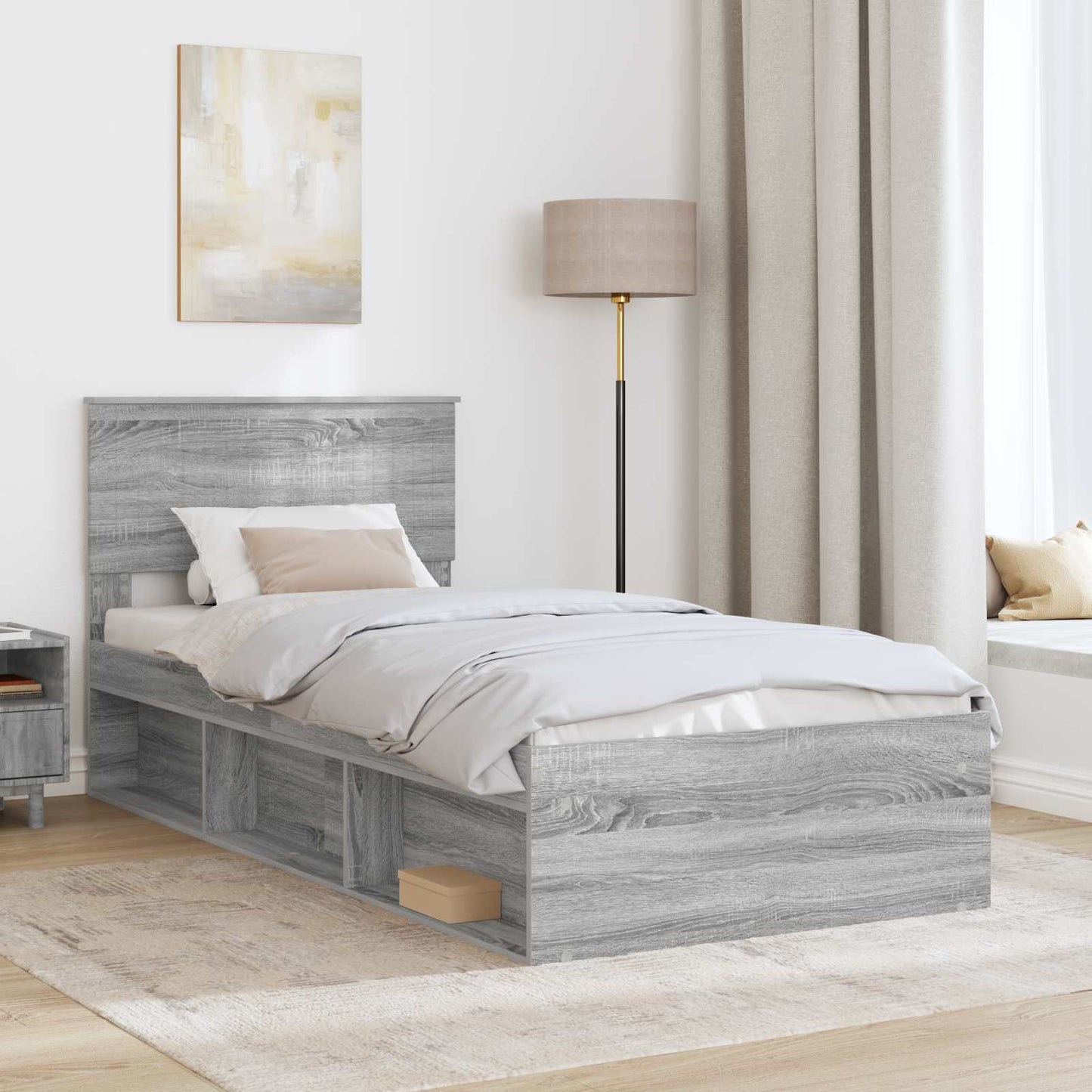 Struttura del letto Grigio Sonoma 90 x 200 cm Pino massello | homemem39