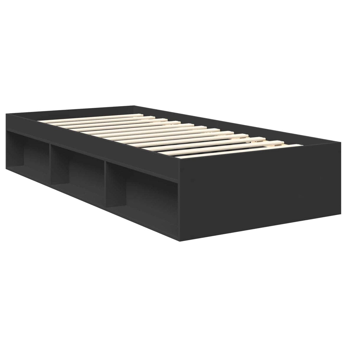 Struttura del letto con testiera Nero 90 x 190 cm Pino massello | homemem39