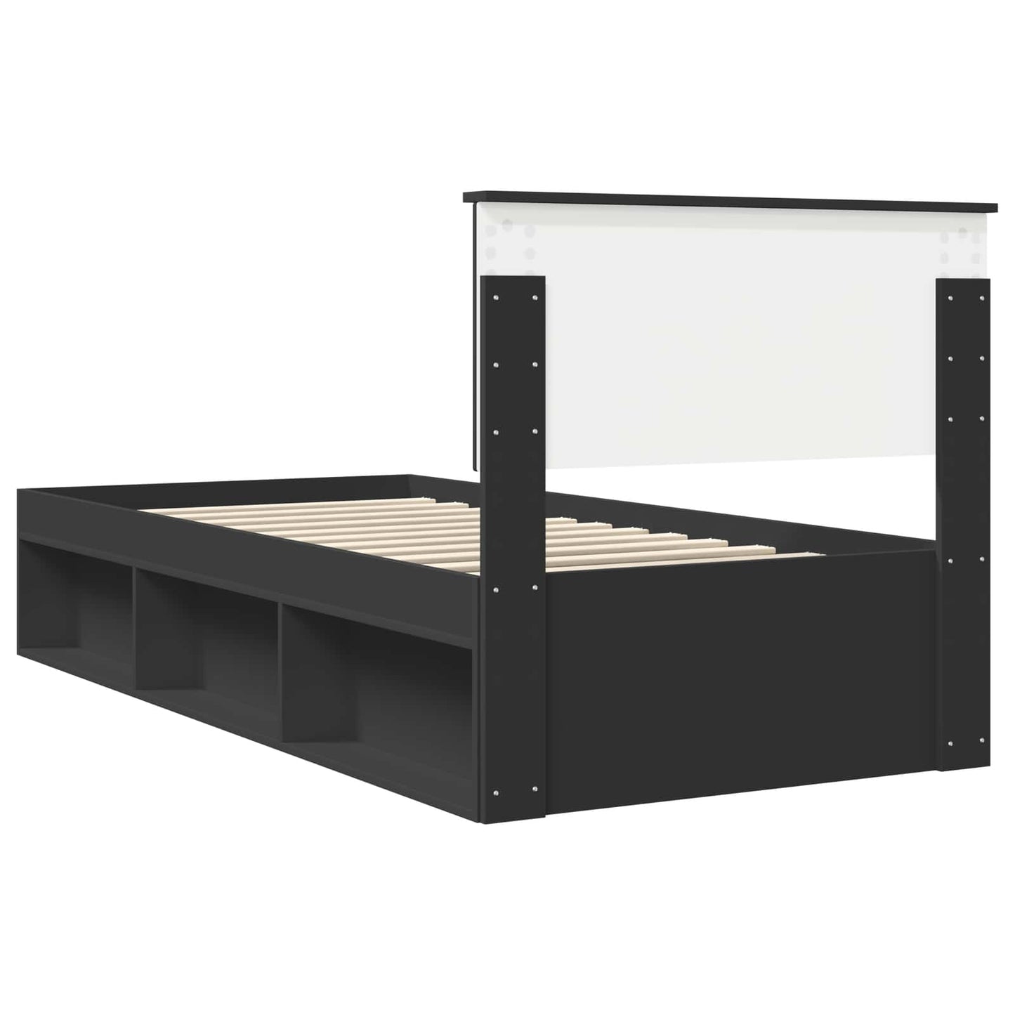 Struttura del letto con testiera Nero 90 x 190 cm Pino massello | homemem39