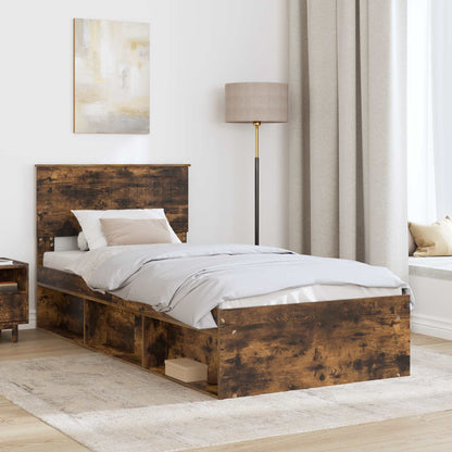 Struttura del letto Rovere fumé 90 x 190 cm Pino massello | homemem39