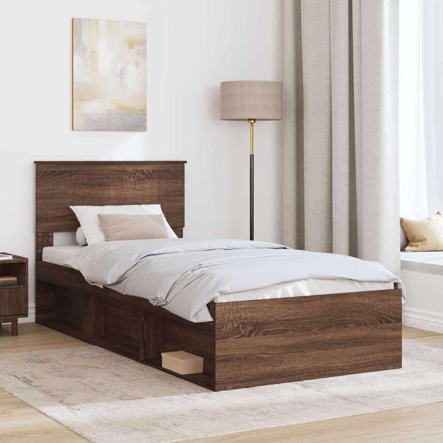 Struttura del letto Rovere Marrone 90 x 190 cm Pino massello | homemem39