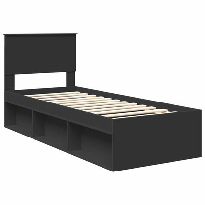 Struttura del letto con testiera Nero 75 x 190 cm Pino massello | homemem39