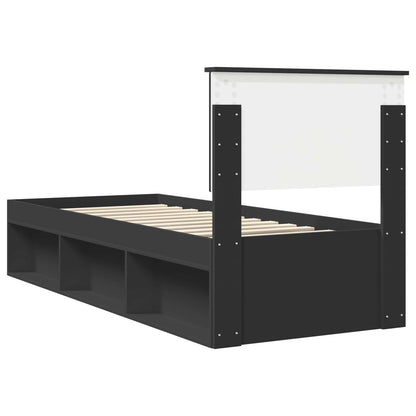 Struttura del letto con testiera Nero 75 x 190 cm Pino massello | homemem39