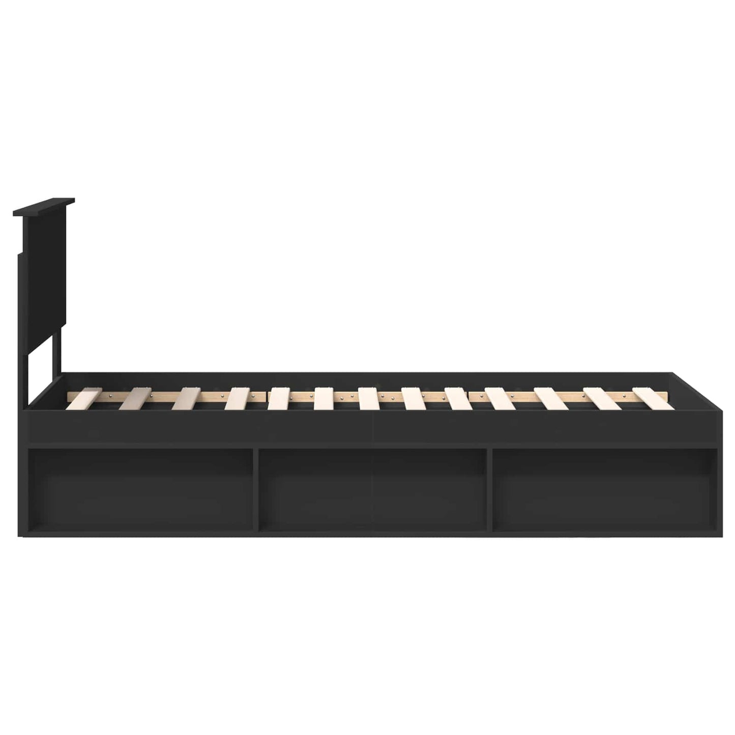 Struttura del letto con testiera Nero 75 x 190 cm Pino massello | homemem39