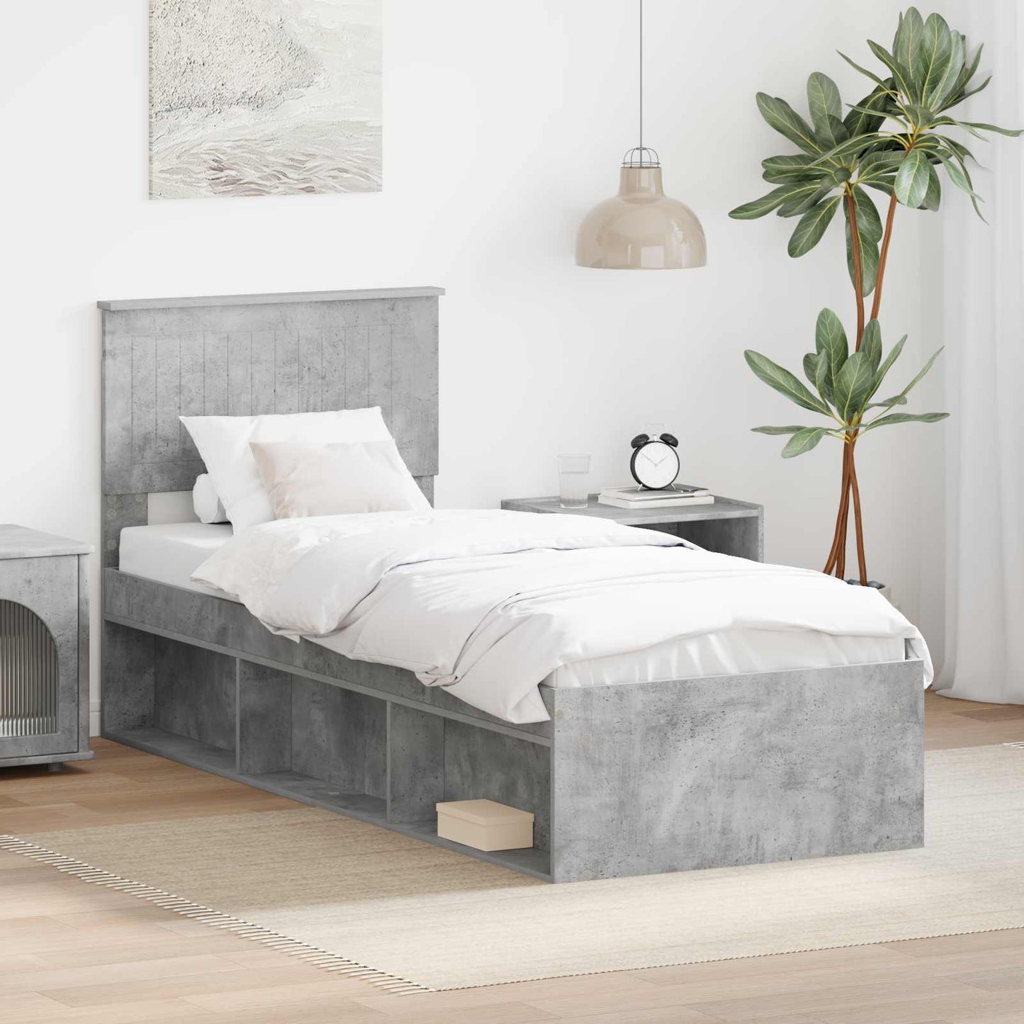 Struttura del letto Grigio Concretè 75 x 190 cm Pino massello