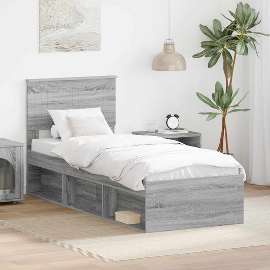 Struttura del letto Grigio Sonoma 75 x 190 cm Pino massello | homemem39