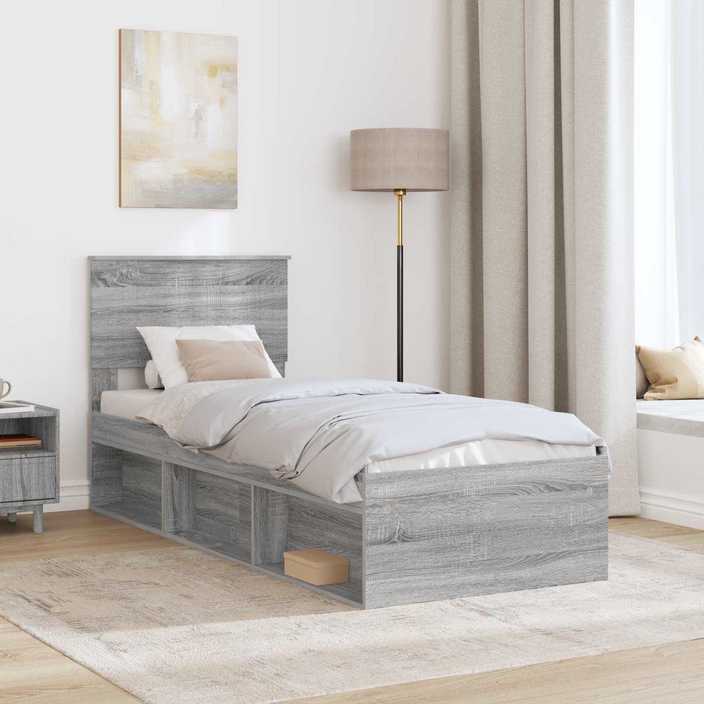 Struttura del letto Grigio Sonoma 75 x 190 cm Pino massello | homemem39