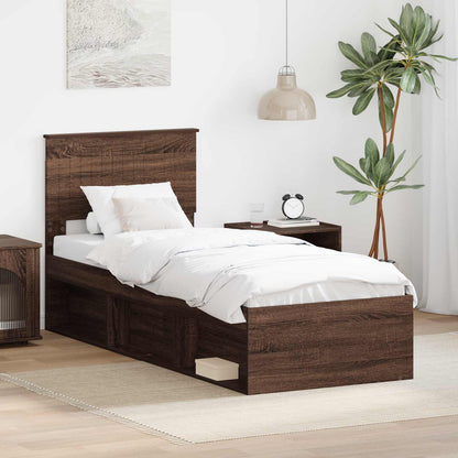 Struttura del letto Rovere Marrone 75 x 190 cm Pino massello | homemem39