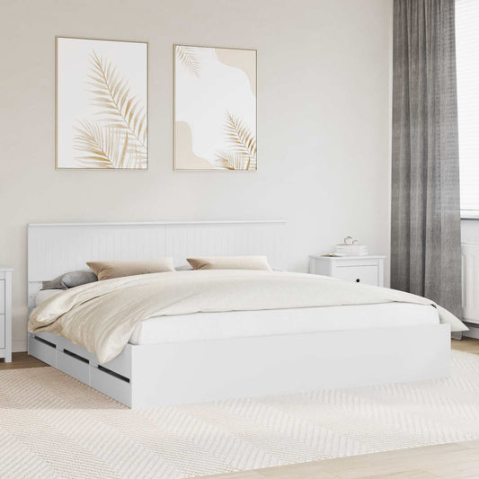 Struttura del letto Bianco 200 x 200 cm Legno Ingegnerizzato