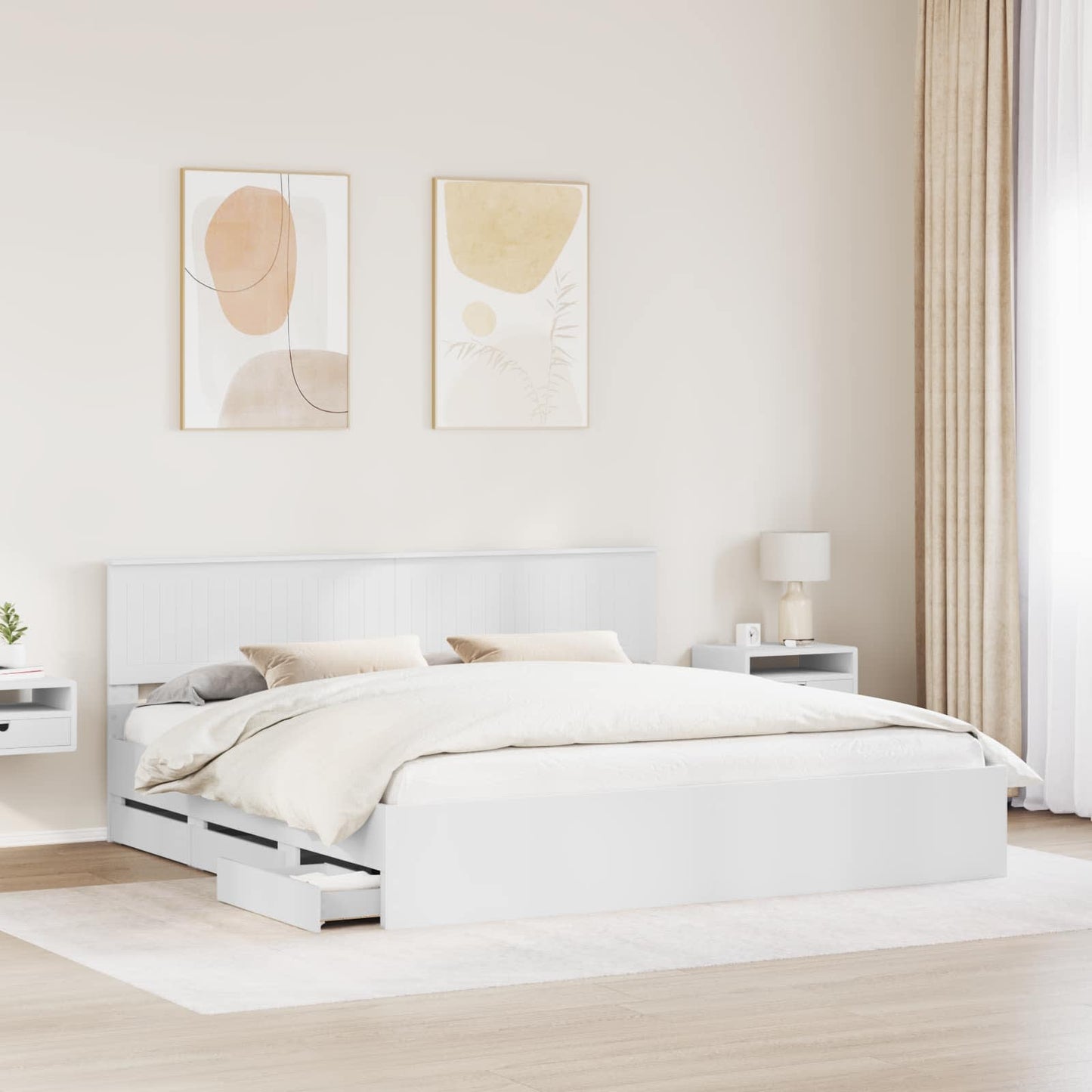 Struttura del letto Bianco 200 x 200 cm Legno Ingegnerizzato | homemem39