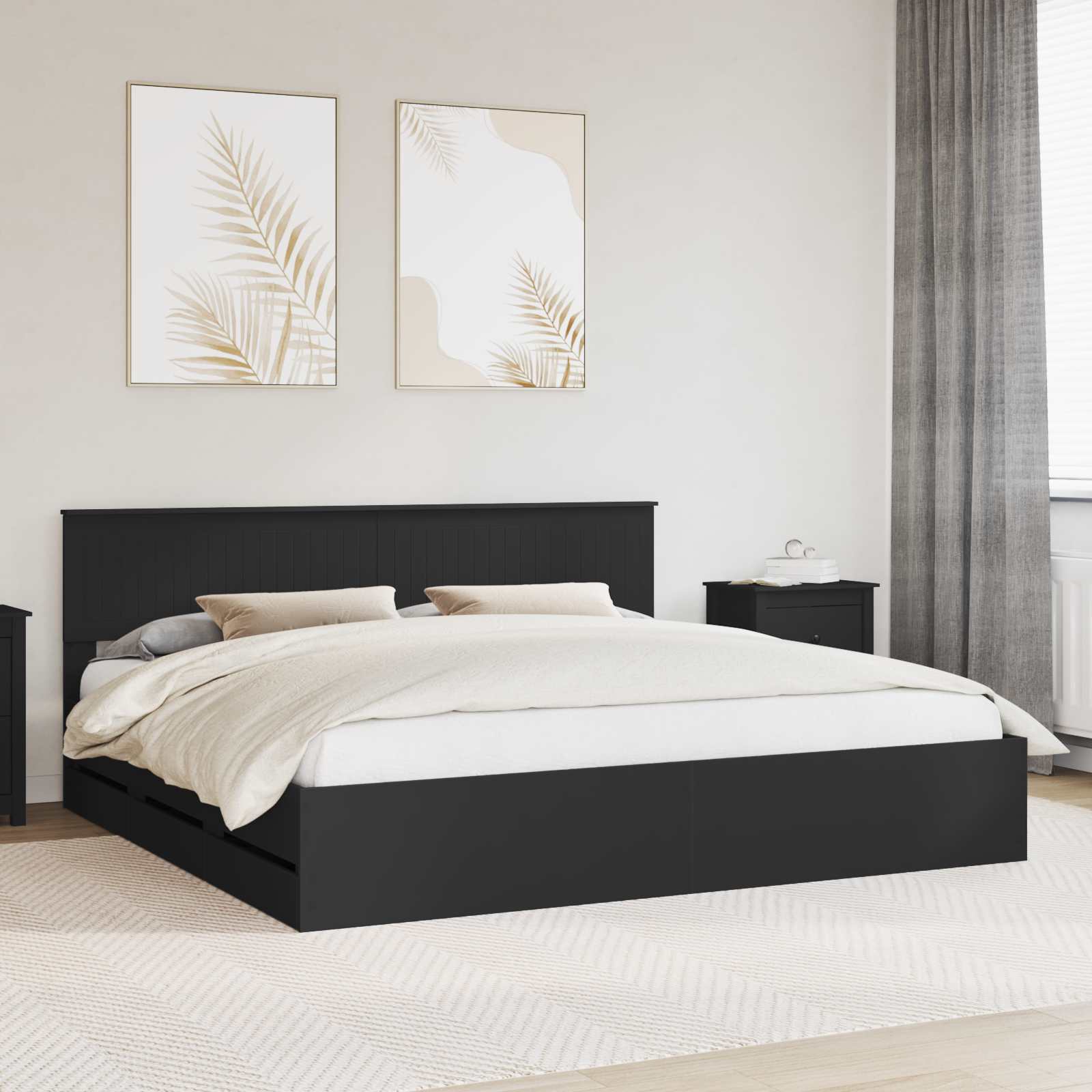 Struttura del letto Nero 200 x 200 cm Legno Ingegnerizzato | homemem39