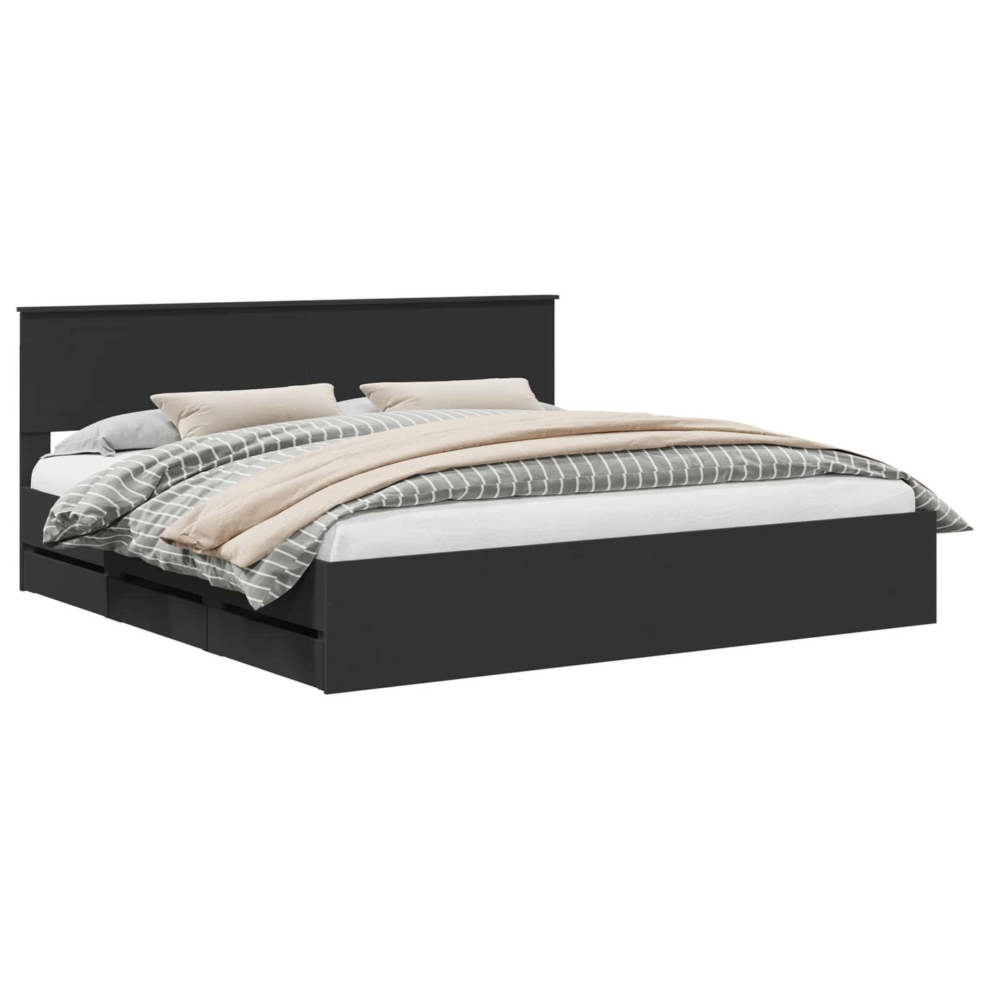 Struttura del letto Nero 200 x 200 cm Legno Ingegnerizzato | homemem39