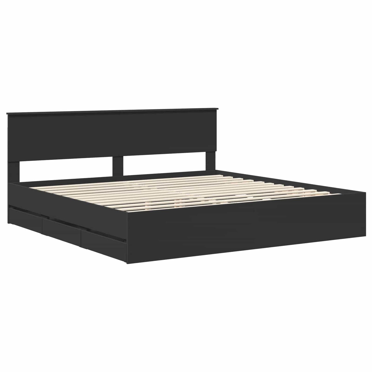 Struttura del letto Nero 200 x 200 cm Legno Ingegnerizzato | homemem39